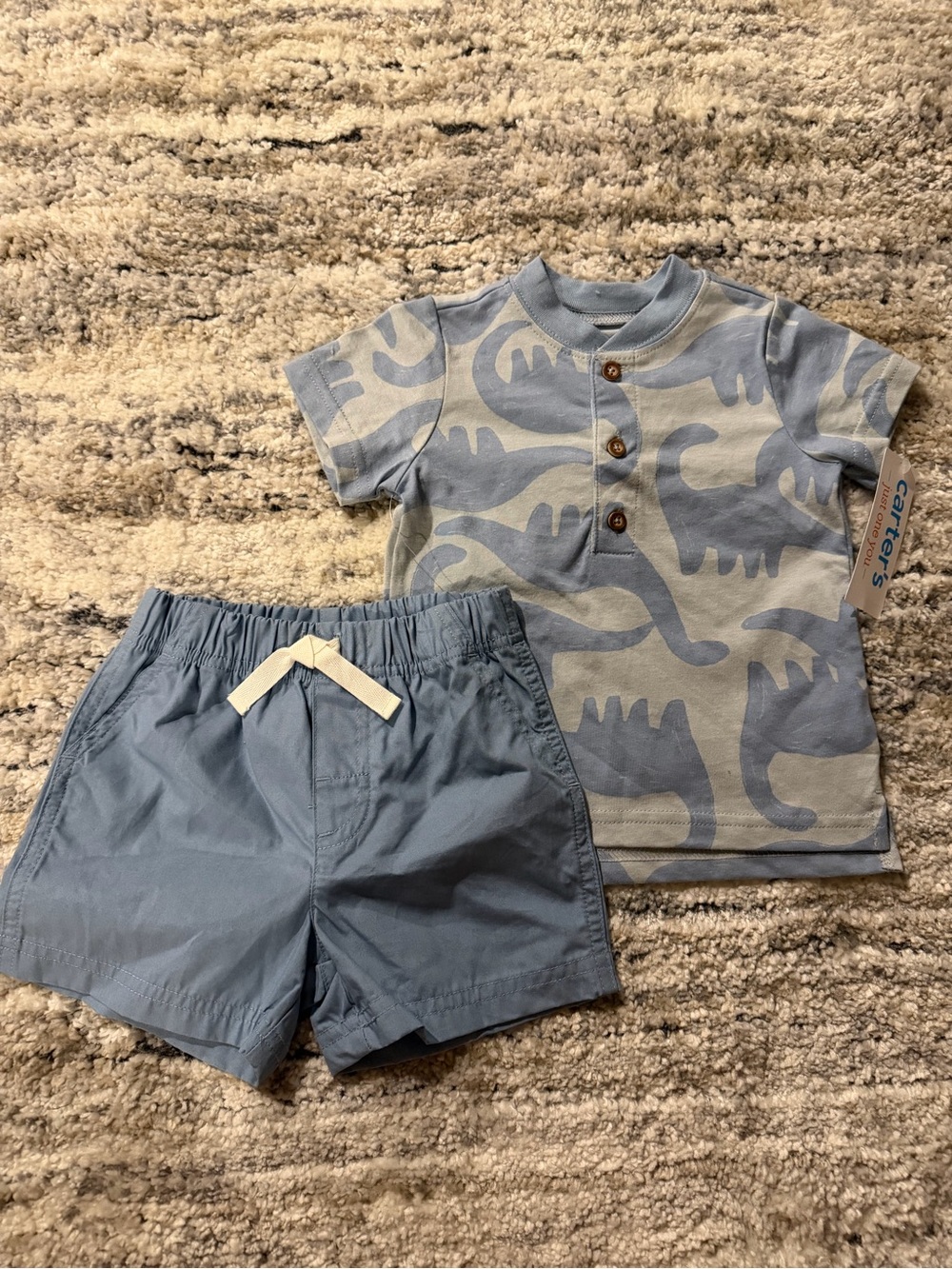 Carter's Blue Dino Print Tee & Shorts Set